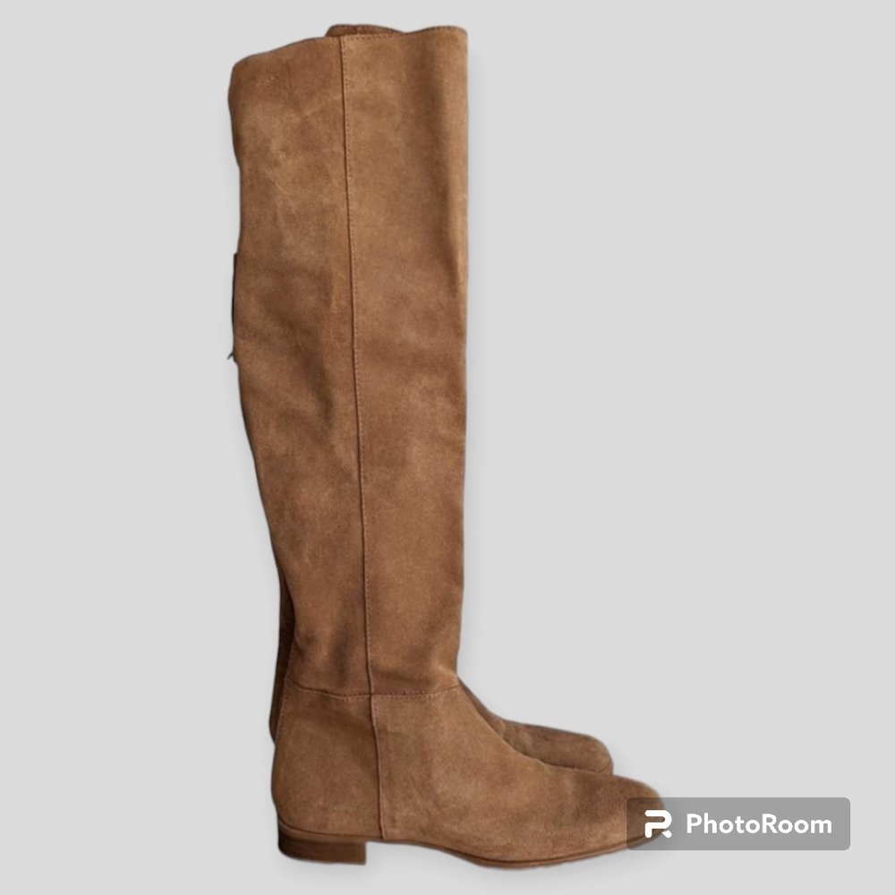 Zara genuine suede over the knee boots tan/camel size 7.5